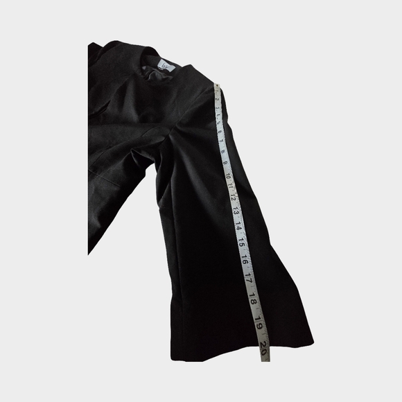 Le Suit Black Long Blazer Collarless Jacket Structured Career Minimalist Open 18 - Picture 7 of 16